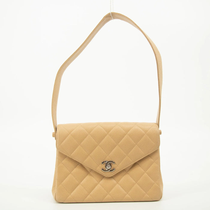 Chanel Caviar Skin One Shoulder Quilted Shoulder Bag Silver Fittings #2544 by Bolt Boutique
