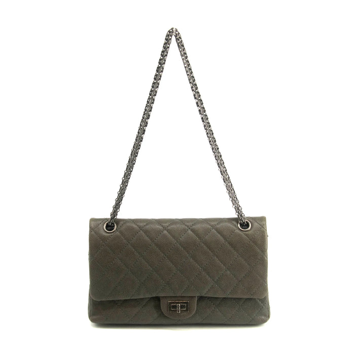 Chanel Caviar Skin Quilted 2.55 Grey Double Flap Shoulder Bag #3983 by Bolt Boutique