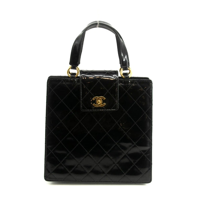 Chanel CC Cocomark Quilted Patent Handle Tote Bag #3982 by Bolt Boutique