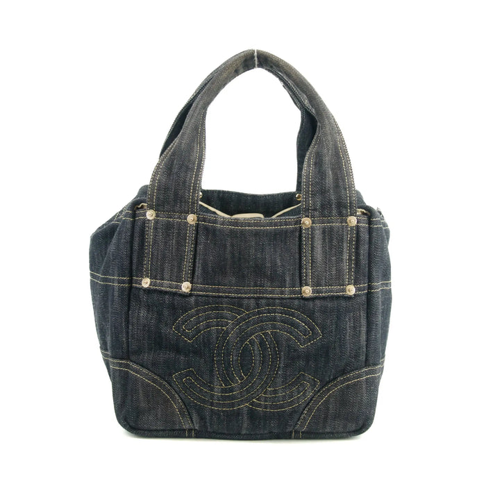 Chanel CC Stitch Denim Tote Bag Small Blue 10 Series #2688 by Bolt Boutique