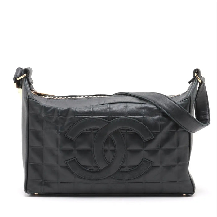 Chanel Chocolate Bar CC Lambskin Shoulder Bag Black Gold Metal Fittings 6 Series #2895 by Bolt Boutique