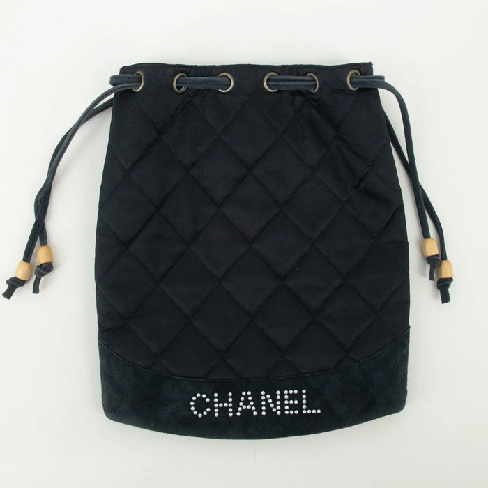 Chanel Cotton Quilted Drawstring Pouch Bag #2469 by Bolt Boutique