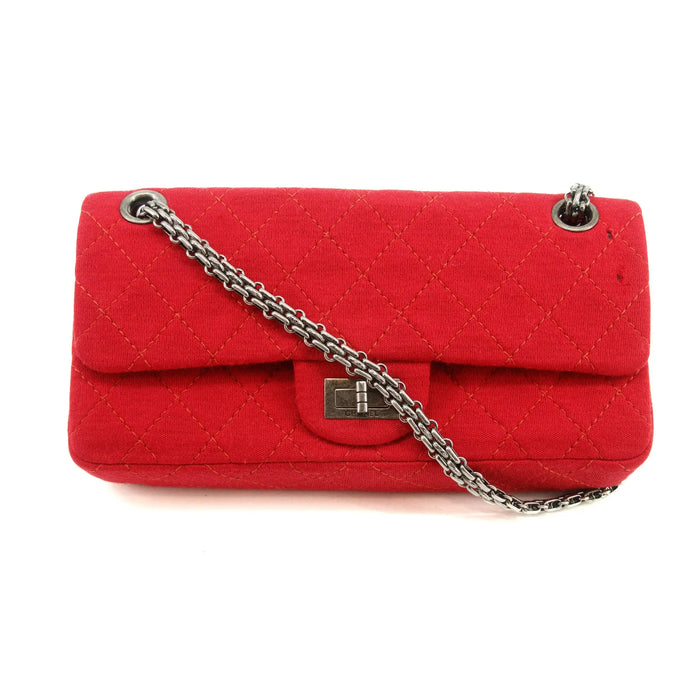 Chanel Cotton Red 2.55 East West Quilted Shoulder Bag #3635 by Bolt Boutique