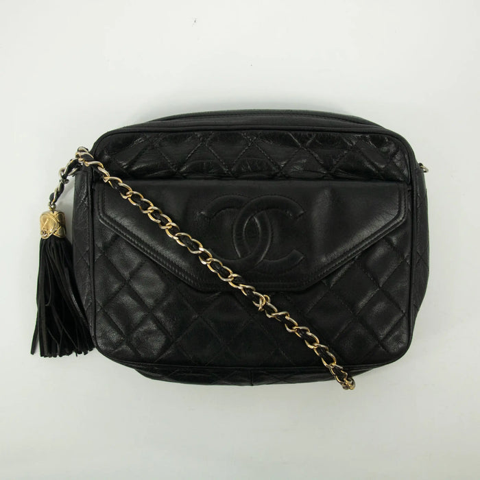 Chanel Lamb Skin Quilted Black Camera Crossbody Bag #2531 by Bolt Boutique