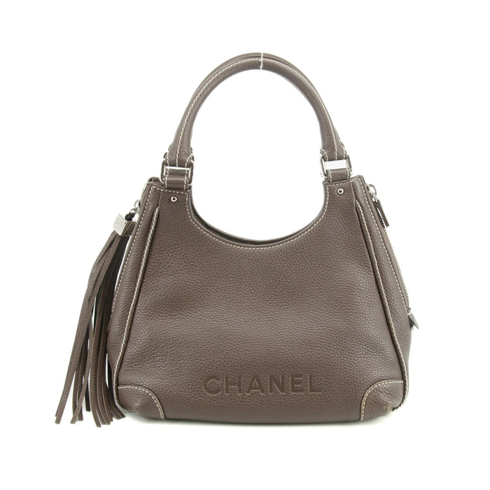 Chanel LAX Grained Leather Tassel Handle Bag Grey 8 Series #2820 by Bolt Boutique