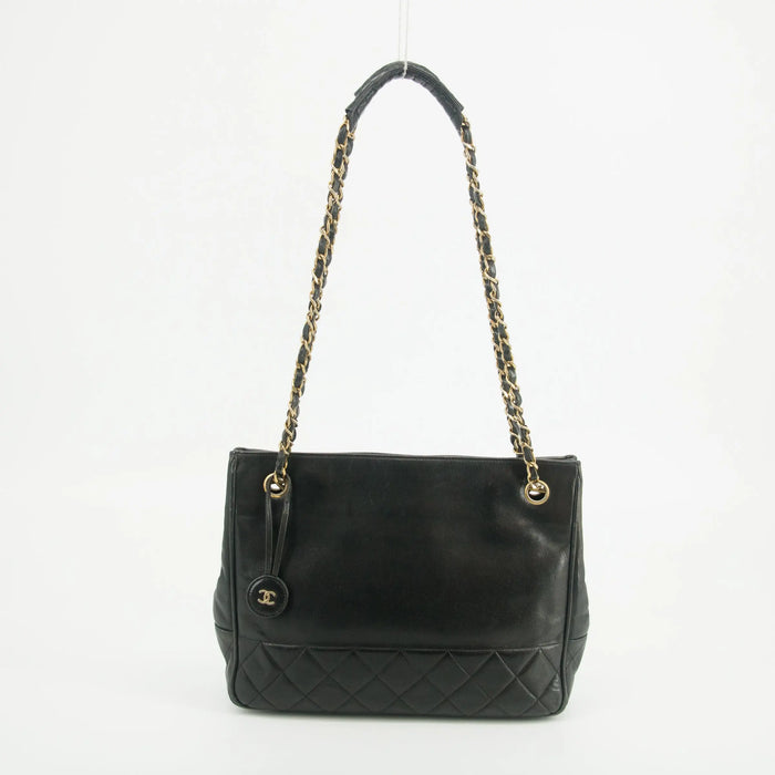 Chanel Matelasse Black Lambskin Chain Shoulder Bag Gold Hardware #3044 by Bolt Boutique