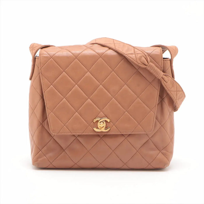 Chanel Matelasse Caramel Quilted Lambskin Turnlock Shoulder bag Brown Gold Metal Fittings 4 Series #2513 by Bolt Boutique