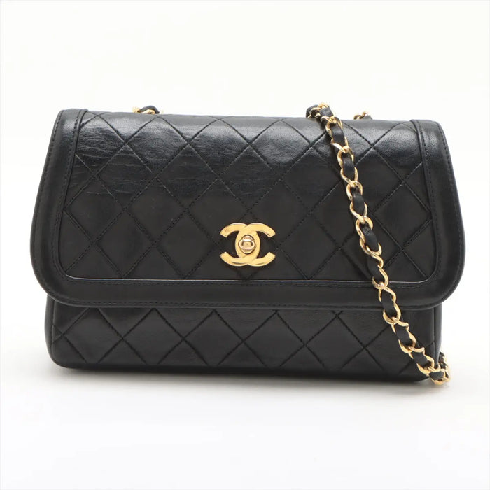 Chanel Matelasse Lambskin Diamond Quilting Shoulder Bag Black Gold Metal Fittings 1 Series #2522 by Bolt Boutique