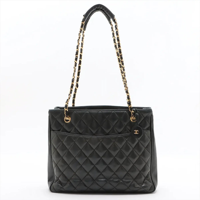 Chanel Matelasse Lambskin Shopping Tote Shoulder Bag Black Gold Metal Fittings 1 Series #2525 by Bolt Boutique