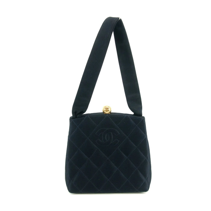 Chanel Vintage Satin CC Blue Kisslock Shoulder Bag #3768 by Bolt Boutique