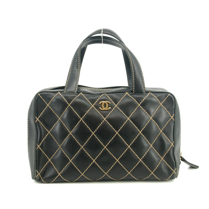 Chanel Wild Stitch CC Coco Mark Black Quilted Hand Bag #2704 by Bolt Boutique