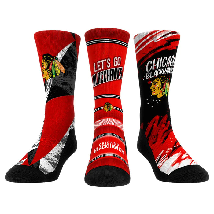 Chicago Blackhawks - Power Play 3-Pack by Rock 'Em Socks