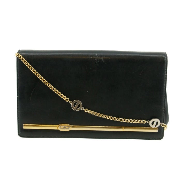 Christan Dior Black Leather Logo Chain Shoulder Bag #5872 by Bolt Boutique