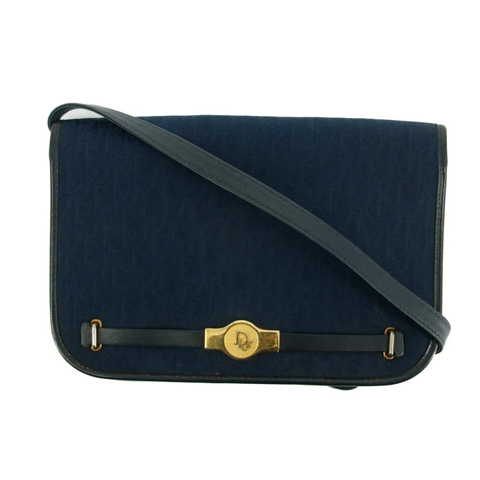 Christian Dior Vintage Trotter Canvas / Leather Shoulder Bag Blue #2814 by Bolt Boutique