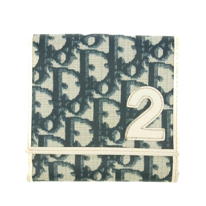 Christina Dior Trotter Canvas/Patent Leather Navy Compact Wallet #5300 by Bolt Boutique