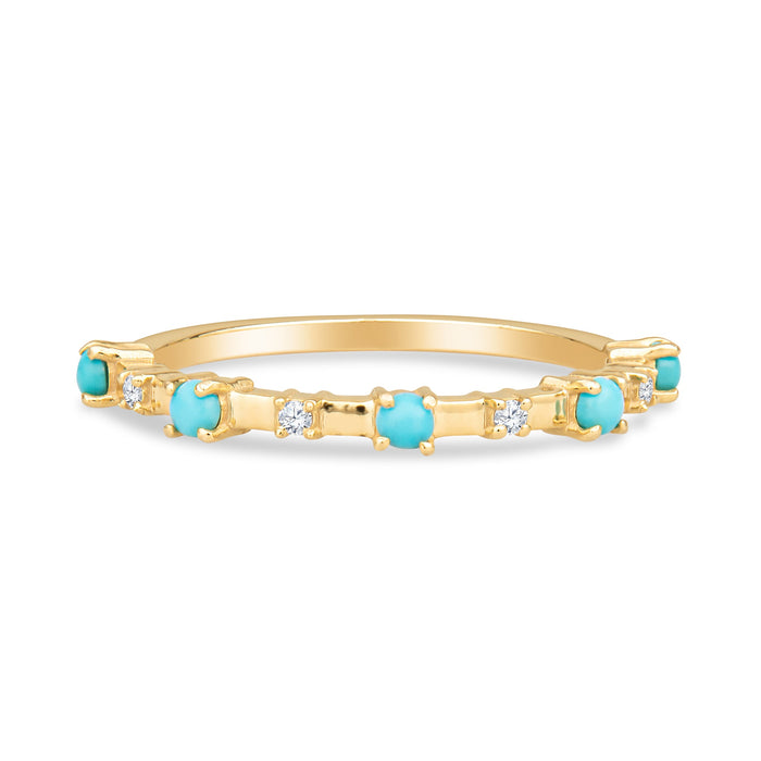 Alyssa 14K Gold Turquoise Dainty Ring with White Diamonds by Christina Greene