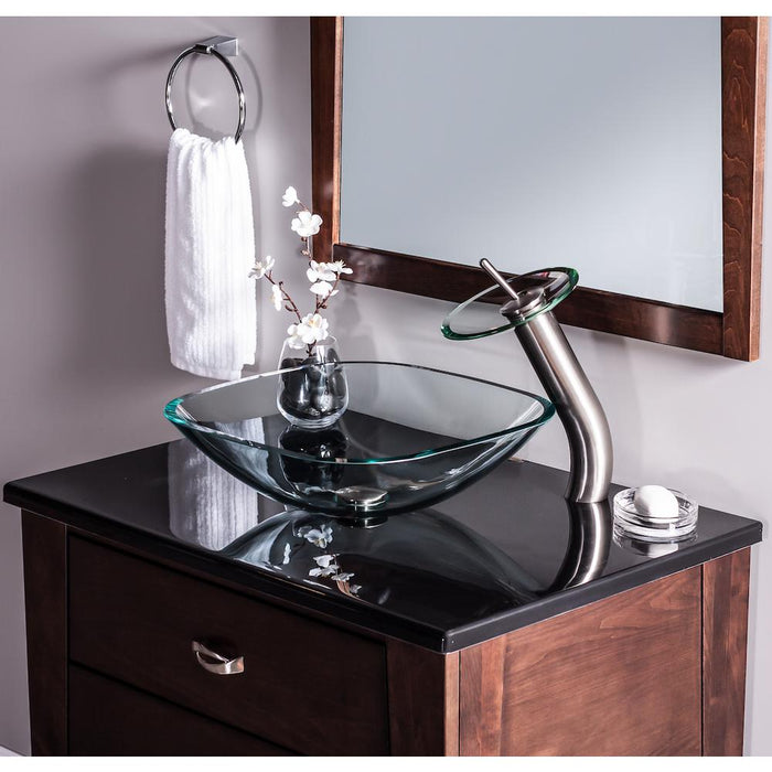 Novatto Piazza Glass Vessel Bathroom Sink Clear, 16.5 x 5.5 by Vanessa Jane
