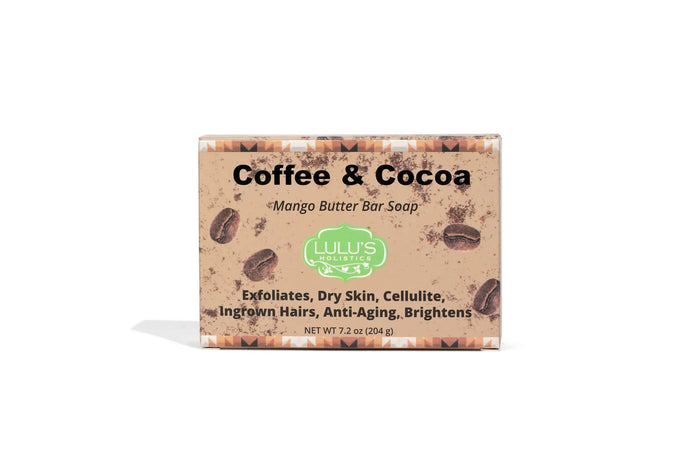 Coffee & Cocoa Mango Butter Bar Soap – Exfoliating Cleanse by Lulu’s Holistics
