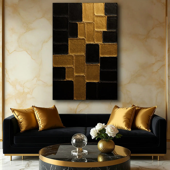 Contemporary Black and Gold Wall Art II by Tailored Canvases