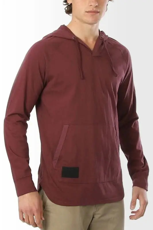 Contrast Henley Athletic T Shirt - Maroon by Boutique 23