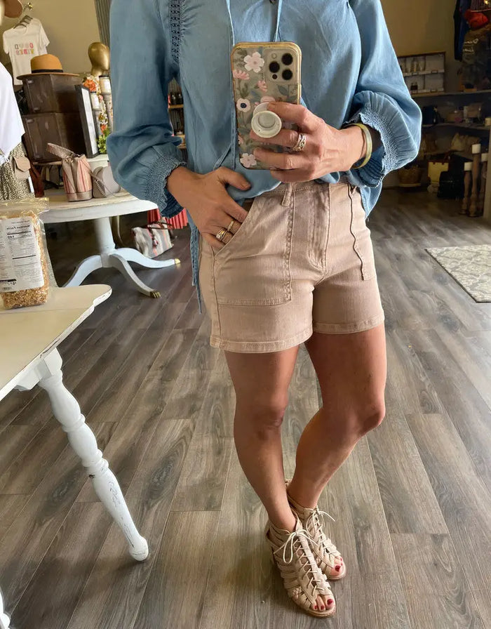Cotton Denim Shorts - Twig by Boutique 23