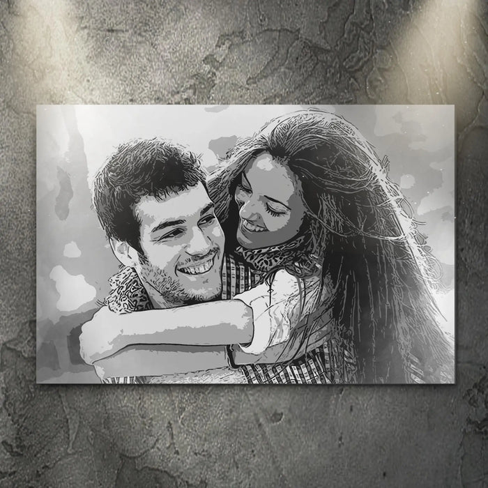 Couple Charcoal Portrait Sign by Tailored Canvases