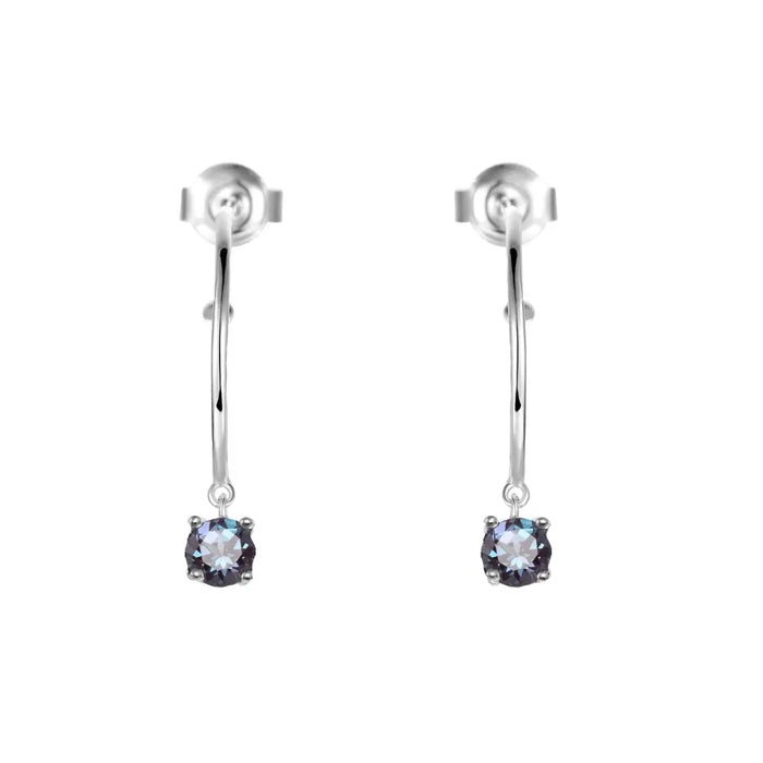 Created Alexandrite Hoop Earrings by Fine Color Jewels