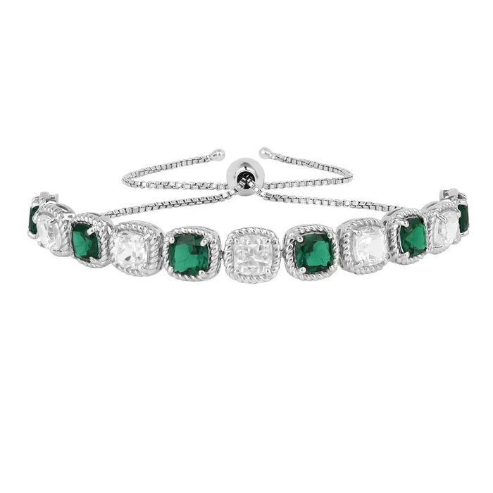 Created Green Emerald Tennis Bracelet by Fine Color Jewels