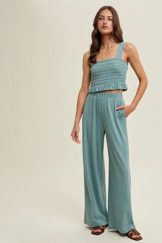 Crinkle Knit Top And Pants Set: D. Sage by Boutique 23