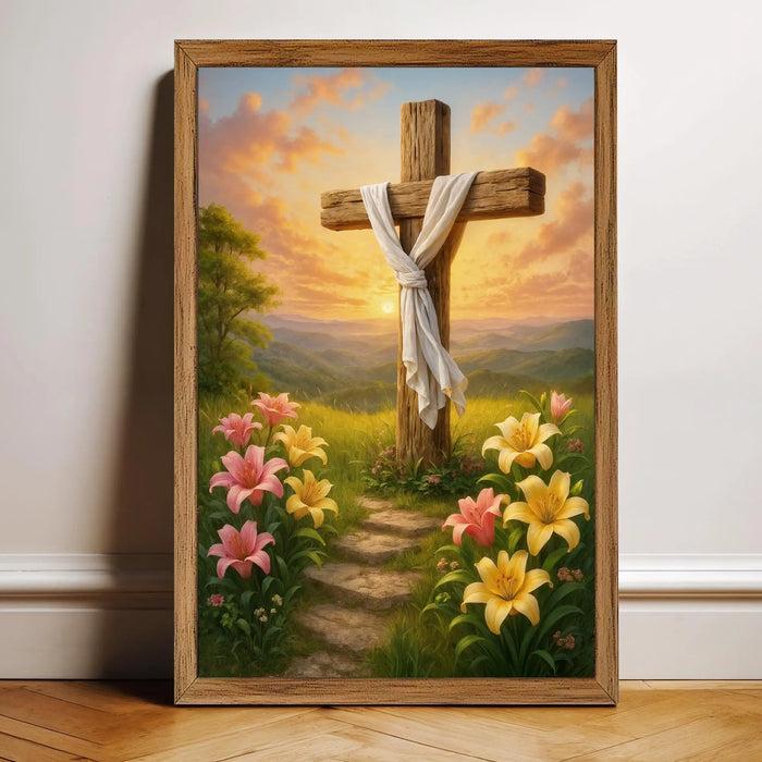 Cross and Flowers Faith Wall Art II by Tailored Canvases