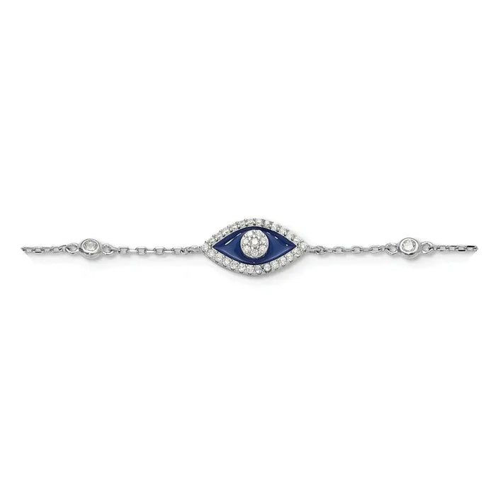 Cubic Zirconia Enamel Evil Eye Bracelet by Fine Color Jewels