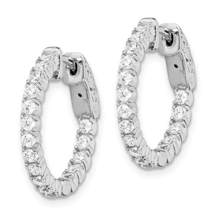 Cubic Zirconia Round Hinged Hoop Earrings by Fine Color Jewels