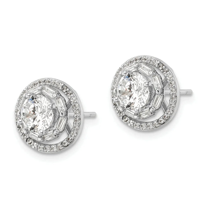 Cubic Zirconia Stud Jacket Earrings by Fine Color Jewels