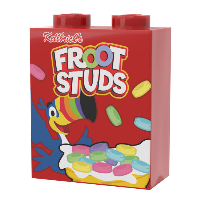 Froot Studs Cereal - Custom Printed 1x2x2 Brick made using LEGO part by B3 Customs
