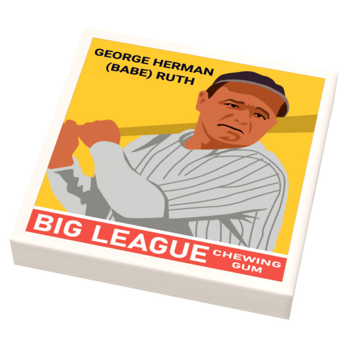 Babe Ruth Baseball Card (2x2 Tile) for Minifigs by B3 Customs