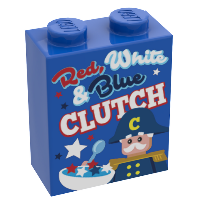 Red, White & Blue Capt. Clutch Cereal (1 x 2 x 2 Brick) by B3 Customs