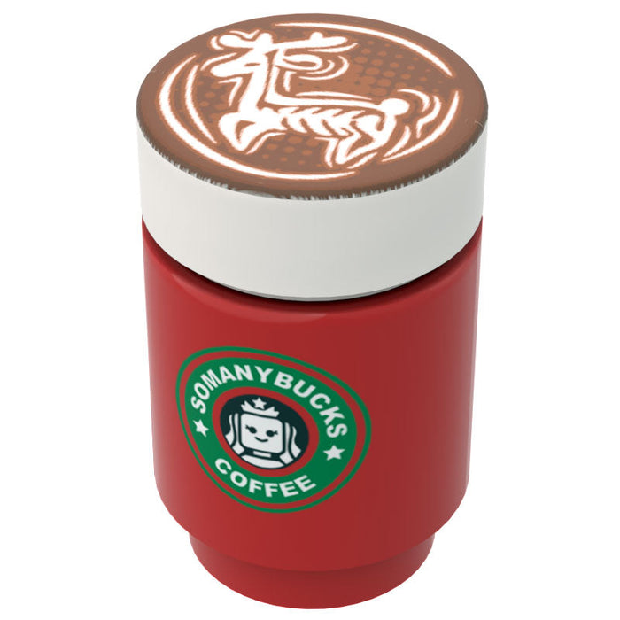 Somanybucks Christmas Coffee Cup w/ Christmas Reindeer Foam for Minifigs- B3 Customs by B3 Customs