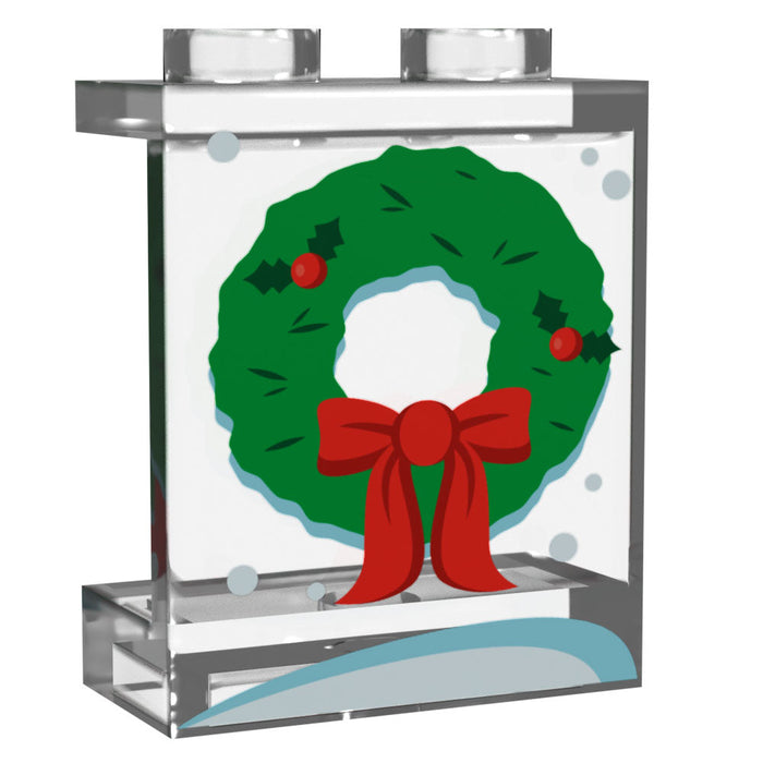 Window with Christmas Wreath made using LEGO parts by B3 Customs