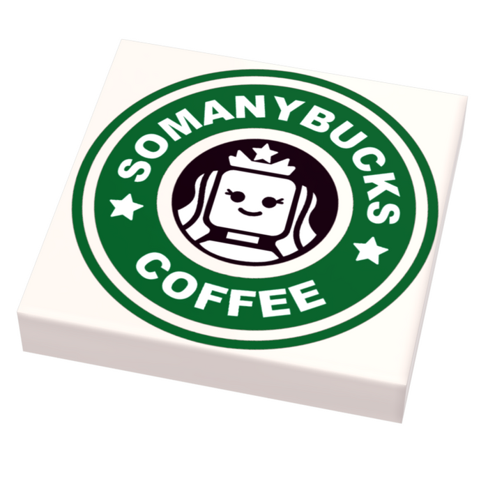 Somanybucks Coffee Sign (2x2 Tile) - B3 Customs made using LEGO parts by B3 Customs