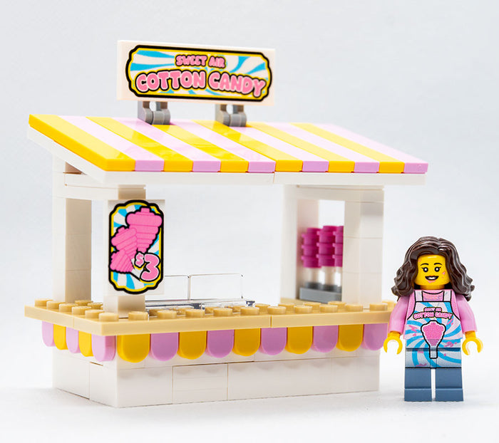 Sweet Air Cotton Candy Stand with Employee Minifig by B3 Customs