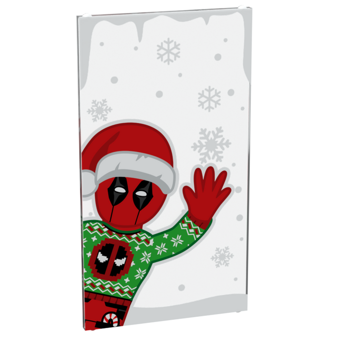 Christmas Deadpool Peek-A-Boo 4x6 Glass Window by B3 Customs