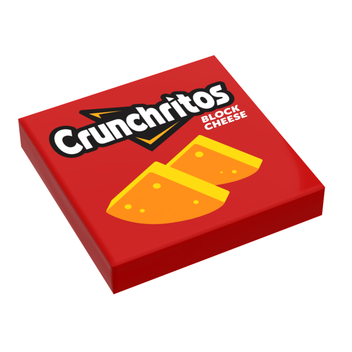 Crunchitos Nacho Cheese Minifig Snack (2x2 Tile) made using LEGO parts - B3 Customs by B3 Customs