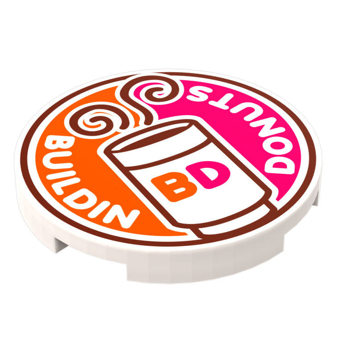 Buildin' Donuts Coffee Sign (3x3 Round Tile) by B3 Customs