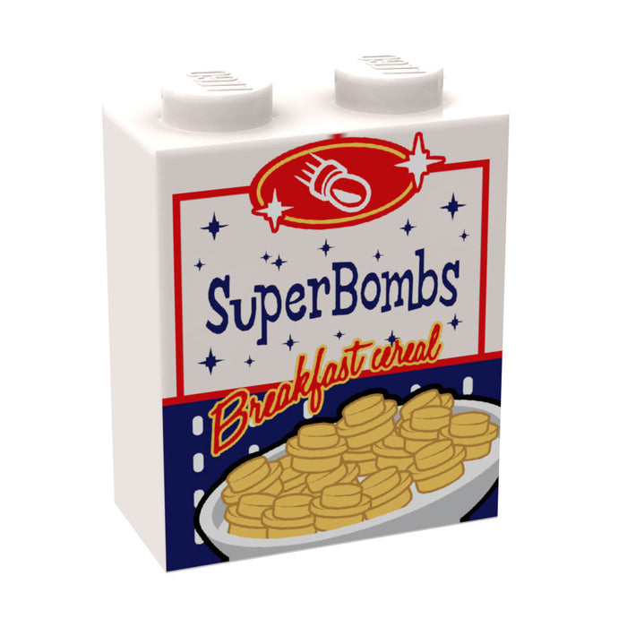Super Bombs Fallout Cereal Custom Printed 1x2x2 Brick - B3 Customs by B3 Customs