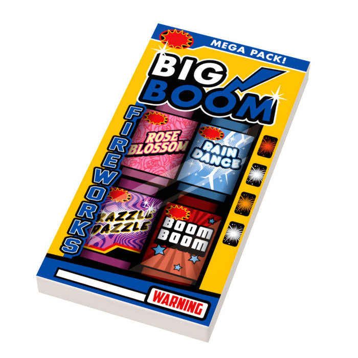 Big Boom! Variety Pack for Minifig Fireworks (2x4 Tile), 4th of July made using LEGO parts by B3 Customs