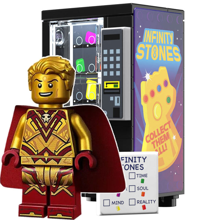 Infinity Stones Vending Machine w/ Official LEGO Adam Warlock Minifigure by B3 Customs