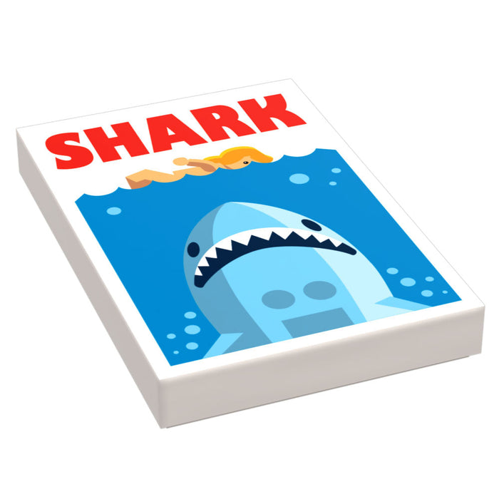 Shark Movie Cover (2x3 Tile) made using LEGO part by B3 Customs