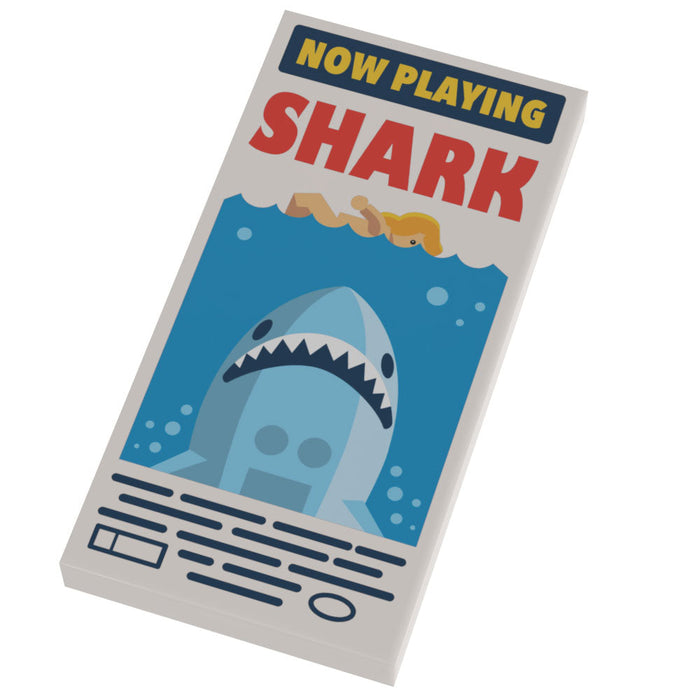 Shark Now Playing Movie Poster (2x4 Tile) - B3 Customs by B3 Customs