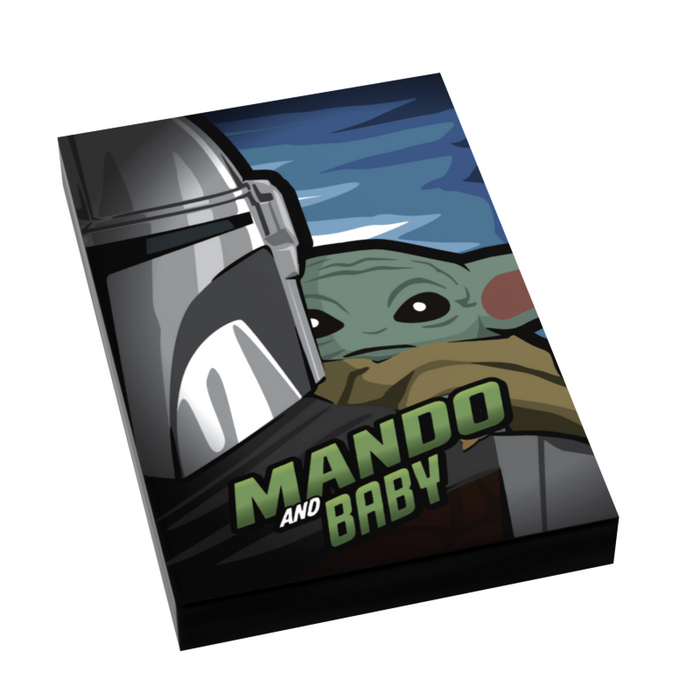 Mando & Baby Brick Wars Movie Tile Cover (2x3 Tile) by B3 Customs