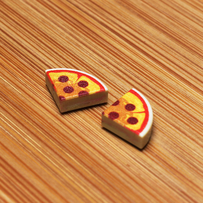 2 Slices of Pepperoni Pizza - Custom Printed (1x1 Curved Tile) made using LEGO parts by B3 Customs